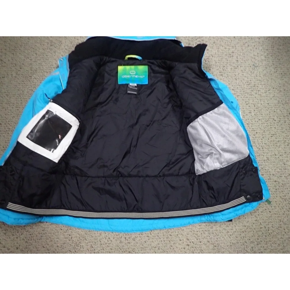 Obermeyer Ski Jacket Juniors 14 Turquoise Blue Good Insulated Hooded Winter Coat